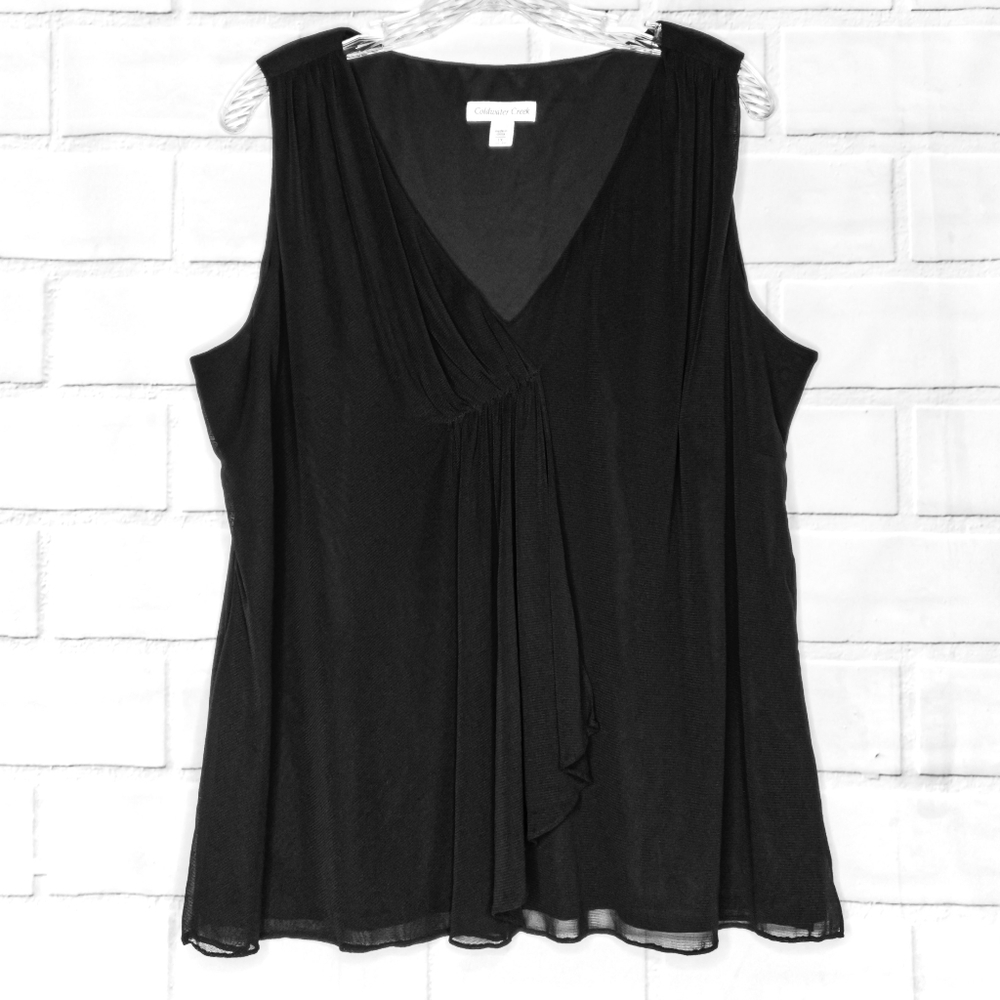 COLDWATER CREEK》Drape Detail•Black Sleeveless Top•
